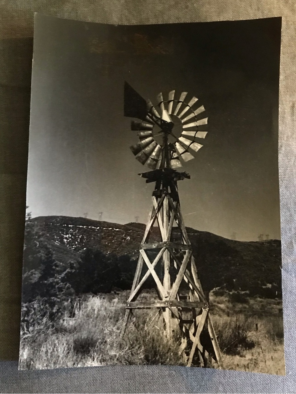 Vintage Rustic Windmill Black & White Photo Print